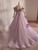 Purple Tulle Off the Shoulder Bow Prom Dress