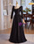 Black Lace Long Sleeve Square Prom Dress