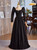 Black Lace Long Sleeve Square Prom Dress