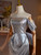 Silver Sequins Off the Shoulder Pleats Beading Prom Dress