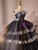 Black Ball Gown Strapless Flower Pleats Prom Dress