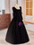 Black Velvet Long Sleeve Square Prom Dress