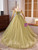 Green Tulle Off the Shoulder Pleats Flower prom Dress