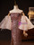 Champagne Pink Sequins Mermaid Strapless Prom Dress