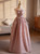 A-Line Pink Strapless Bow Prom Dress