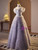 Purple Tulle Pearls Tiers Prom Dress