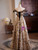 Brown Off the Shoulder Sleeveless Prom Dress