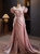 Pink Mermaid Square Puff Sleeve Prom Dress