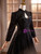 Black Lace Long Sleeve Backless Prom Dress