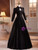 Black Lace Long Sleeve Backless Prom Dress