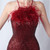 In Stock:Ship in 48 Hours Burgundy Mermaid Halter Sequins Feather Party Dress