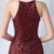 In Stock:Ship in 48 Hours Burgundy Mermaid Halter Sequins Feather Party Dress
