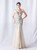 In Stock:Ship in 48 Hours Apricot Silver Mermaid Tulle Sequins Party Dress