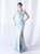 In Stock:Ship in 48 Hours Sky Blue Mermaid V-neck Ruffles Party Dress