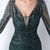In Stock:Ship in 48 Hours Green Sequins Long Sleeve Feather Prom Dress