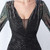 In Stock:Ship in 48 Hours Black Sequins Long Sleeve Feather Prom Dress