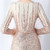 In Stock:Ship in 48 Hours Gold Sequins Long Sleeve Feather Prom Dress