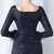 In Stock:Ship in 48 Hours Navy Blue Sequins Long Sleeve Split Feather Prom Dress