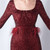 In Stock:Ship in 48 Hours Burgundy Sequins Long Sleeve Split Feather Prom Dress