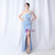 In Stock:Ship in 48 Hours Light Blue Sequins Beading Pleats Party Dress