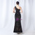 In Stock:Ship in 48 Hours Black Sequins Beading Pleats Party Dress