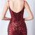 In Stock:Ship in 48 Hours Sexy Burgundy Mermaid Sequins Spaghetti Straps Party Dress
