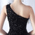 In Stock:Ship in 48 Hours Black Sequins Feather One Shoulder Party Dress