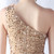 In Stock:Ship in 48 Hours Gold Sequins Feather One Shoulder Party Dress