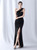 In Stock:Ship in 48 Hours Black Sequins Feather One Shoulder Party Dress