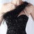 In Stock:Ship in 48 Hours Black Sequins Feather One Shoulder Party Dress