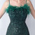 In Stock:Ship in 48 Hours Green Spaghetti Straps Feather Party Dress