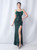 In Stock:Ship in 48 Hours Green Spaghetti Straps Feather Party Dress