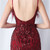 In Stock:Ship in 48 Hours Burgundy Spaghetti Straps Feather Party Dress