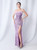 In Stock:Ship in 48 Hours Purple Spaghetti Straps Feather Party Dress