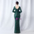 In Stock:Ship in 48 Hours Green V-neck Long Sleeve Party Dress