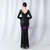In Stock:Ship in 48 Hours Black V-neck Long Sleeve Party Dress