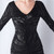 In Stock:Ship in 48 Hours Black V-neck Long Sleeve Party Dress