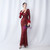 In Stock:Ship in 48 Hours Burgundy V-neck Long Sleeve Party Dress