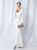 In Stock:Ship in 48 Hours White V-neck Long Sleeve Feather Party Dress