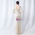 In Stock:Ship in 48 Hours Apricot V-neck Long Sleeve Feather Party Dress