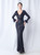 In Stock:Ship in 48 Hours Navy Blue Mermaid Sequins Long Sleeve Feather Party Dress