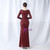 In Stock:Ship in 48 Hours Burgundy Mermaid Sequins V-neck Split Party Dress