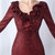 In Stock:Ship in 48 Hours Burgundy Mermaid Sequins V-neck Split Party Dress