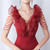 In Stock:Ship in 48 Hours Burgundy Mermaid V-neck Beading Ruffles Party Dress