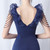 In Stock:Ship in 48 Hours Navy Blue Mermaid V-neck Beading Ruffles Party Dress