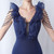 In Stock:Ship in 48 Hours Navy Blue Mermaid V-neck Beading Ruffles Party Dress