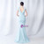 In Stock:Ship in 48 Hours Sky Blue Mermaid V-neck Beading Ruffles Party Dress