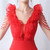 In Stock:Ship in 48 Hours Red Mermaid V-neck Beading Ruffles Party Dress