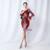 In Stock:Ship in 48 Hours Burgundy Sequins Long Sleeve Feather Short Party Dres