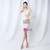 In Stock:Ship in 48 Hours White Sequins Long Sleeve Feather Short Party Dres
